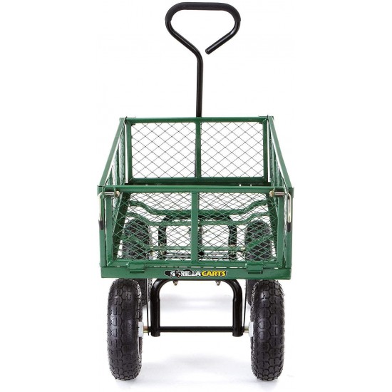 Gorilla Carts GOR400-COM Steel Garden Cart with Removable Sides, 400-lbs. Capacity, Green