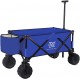 BXL Heavy Duty Collapsible Folding Garden Cart Utility Wagon for Shopping Outdoors (Blue)