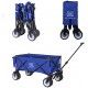 BXL Heavy Duty Collapsible Folding Garden Cart Utility Wagon for Shopping Outdoors (Blue)