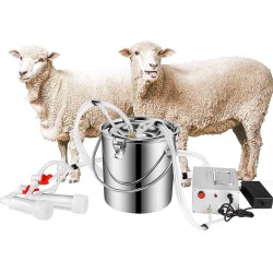 S SMAUTOP 7L Electric Pulsation Milking Machine Single Bucket Piston Vacuum Pulsation Milking Machine Goat Milking Supplies for Cows Cattle or Sheep Optional (Use US Plug)