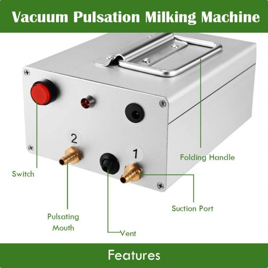 S SMAUTOP 7L Electric Pulsation Milking Machine Single Bucket Piston Vacuum Pulsation Milking Machine Goat Milking Supplies for Cows Cattle or Sheep Optional (Use US Plug)