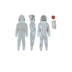 FVSG Three Layer Bee Keeper Protection Suit with Free Gloves, Sting Proof, Profession Choice, Ultra Ventilated (Large)