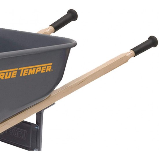 True Temper R6FF25 6 Cu. Ft Steel Tray Wheelbarrow, 6-Cubic Foot Capacity, Gray