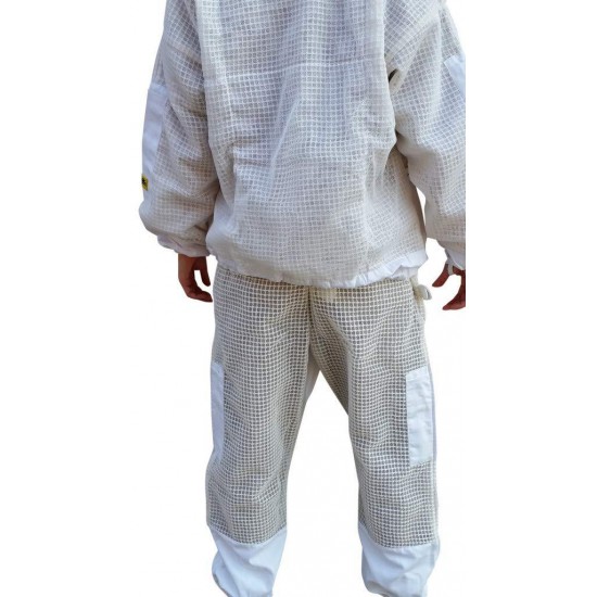 OZ ARMOUR Beekeeping Suit Jacket & Trouser Pant with 2 Veils Fencing & Round Brim Hat Ventilated 3 Layer Mesh Costume (X-Large)