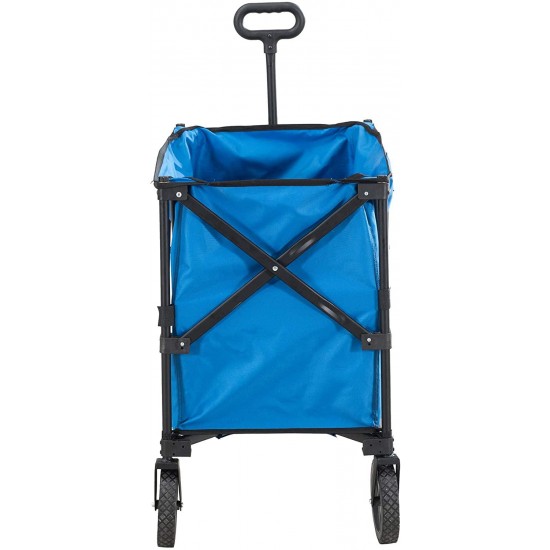 Sunjoy Odell Collapsible Folding Wagon Cart with Wheels, Blue