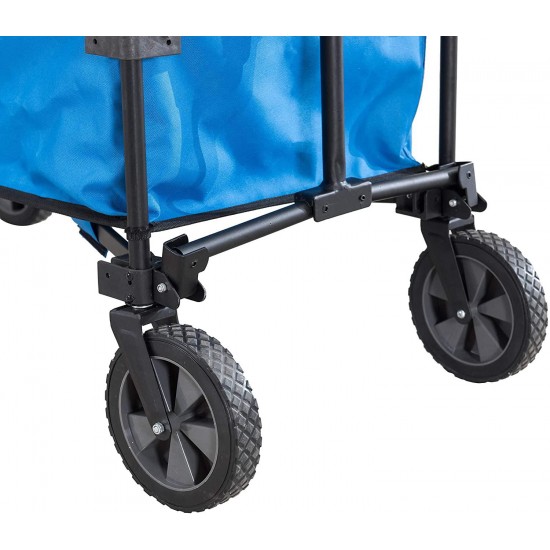 Sunjoy Odell Collapsible Folding Wagon Cart with Wheels, Blue