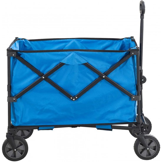 Sunjoy Odell Collapsible Folding Wagon Cart with Wheels, Blue