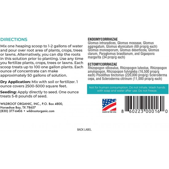 New Look Same Wildroot Organic Mycorrhizae Inoculant Concentrate (16 Species) Explosive Growth and Amazing Yield -The Way Mother Nature Intended! (Powder, 1 lb.)