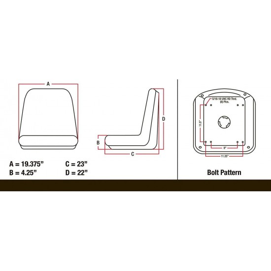 A & I Molded Tractor Seat - Black, Model Number V-900