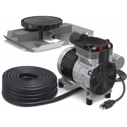 Airpro Pond Aerator Kit by Living Water Aeration - Rocking Piston Pond Aeration System for Up to 1 Acre - Includes: 1/4 HP Compressor, 100' Weighted Tubing, Membrane Diffuser