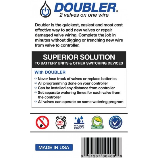 DOUBLER - 2 Valves on One Wire / Expand or Repair Your Irrigation System with Ease