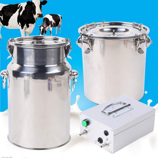 DYRABREST Pulsation Milking Machine Single Bucket Piston Vacuum Pulsation Milking Machine 304 Stainless Steel Goat Cow Milking Supplies for Cows Cattle or Sheep Optional (for Cow 7L)