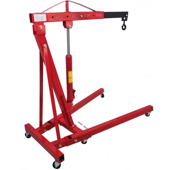 HTTMT- Engine Motor Hoist Cherry Garage Lifting Picker Crane Lift 4000 lb Capacity Red Cherry Picker Jack Engine Hoist With Hook [P/N: ET-CAR-FIX005-2T-RED]