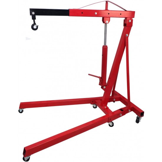 HTTMT- Engine Motor Hoist Cherry Garage Lifting Picker Crane Lift 4000 lb Capacity Red Cherry Picker Jack Engine Hoist With Hook [P/N: ET-CAR-FIX005-2T-RED]