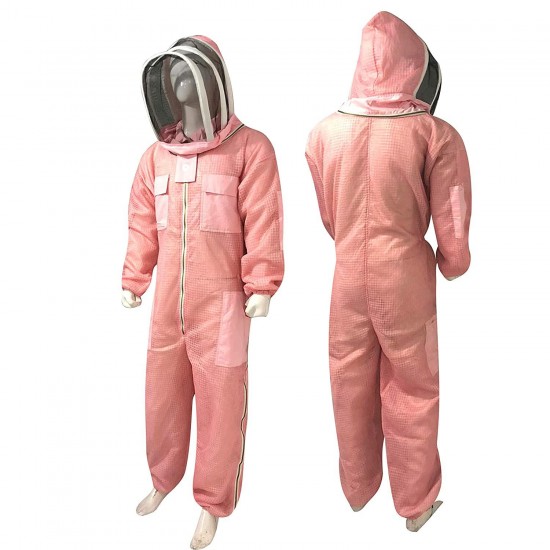 Massive Bee Store 3 Layer Beekeeping Ventilated Suit Fully Protection Beekeepers Ultra Ventilated Bee Suit with Fencing Veil Facezipper (Pink, 2XL)