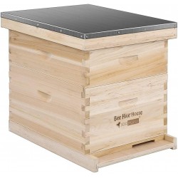 VIVOHOME Wooden 20 Frames Langstroth Honey Bee Hive Box with Metal Roof