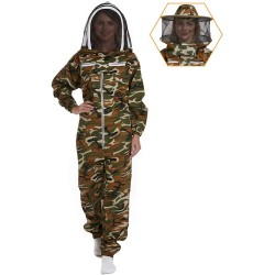 Natural Apiary Max Beekeeping Suit Outfit 2 x Non-Flammable Fencing Veil Mesh (Round & Fencing) Professional Bee Keeper Protection, Medium, Camouflage