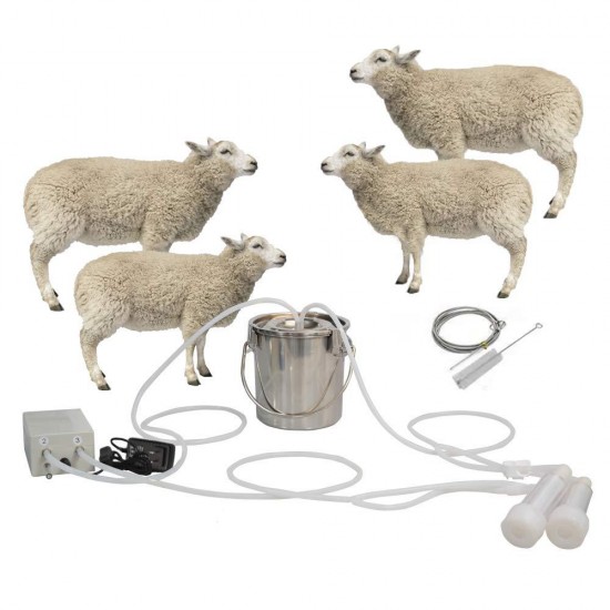 Goat Milking Machines Pulsation Automatic - Household Goat Milking Supplies Vacuum Pump Milk Squeeze Soft for Nipples Silicone Hose and 304 Stainless Steel Portable Bucket 3L Pulse Equipment DHL UPS