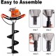 ECO LLC 63cc Post Hole Digger 3.4HP 2 Stroke Petrol Gas Powered Earth Digger with 4 Auger Drill Bits (4