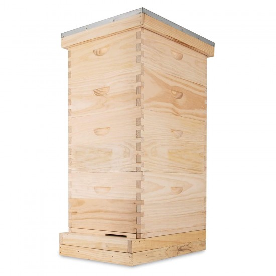 Happybuy Langstroth Bee Hive 4 Layer Langstroth Box 20 Frame Beehive Frames 2 Brood Box 2 Super Box Langstroth Beehive Kit