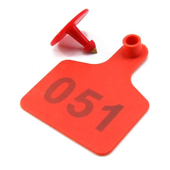 Numbered Farm Livestock Ear Tags for Cow Pig Sheep Cattle Identification Plastic TPU Precision Ear Stud Card Labels for Farm Animals (Customized) with 1 PC Plier Applicator (Red, 1000 PCS)