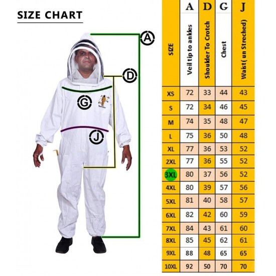 BeeAttire Bee Suit with Easy Access Veil Cotton Thick Sting-Less Protection Pro Beekeeper Suit Beekeeper Costume Adult bee Keeper Costume Beekeeping Suit bee Keeper Suit YKK Zippers (3XL)