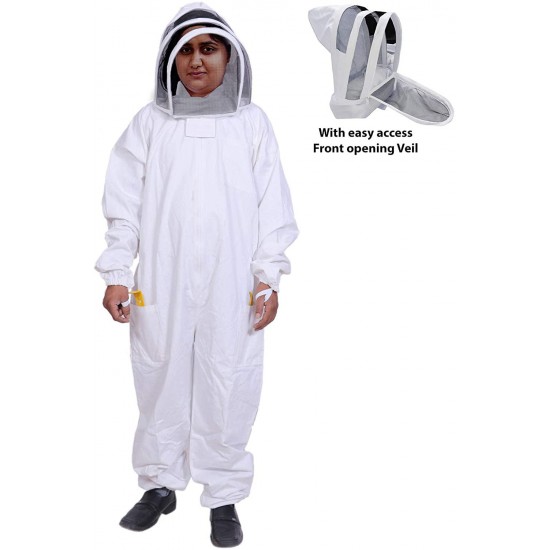 BeeAttire Bee Suit with Easy Access Veil Cotton Thick Sting-Less Protection Pro Beekeeper Suit Beekeeper Costume Adult bee Keeper Costume Beekeeping Suit bee Keeper Suit YKK Zippers (3XL)