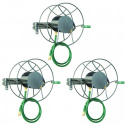 Yard Butler 100 Foot Wall Mounted Swivel Steel Garden Hose Reel (3 Pack)