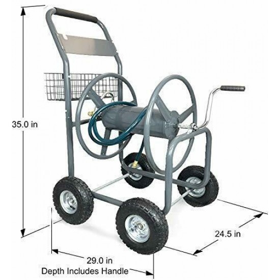 Ashman Garden Hose Reel Cart - 4 Wheels Portable Garden Hose Reel Cart with