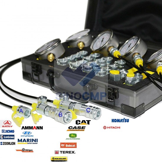 5 Gauge 24 Couplings Hydraulic Pressure Test Kit Quick Connector for CAT Komatsu