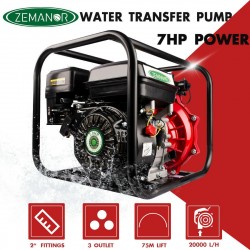 ZEMANOR Petrol Water Pump 7HP Transfer 1.5&2'' Irrigation Fire Fighting Hi-Flow