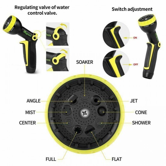 Garden Hose Expandable Flexible High Pressure Spray Gun 3 Times Telescopic Hose