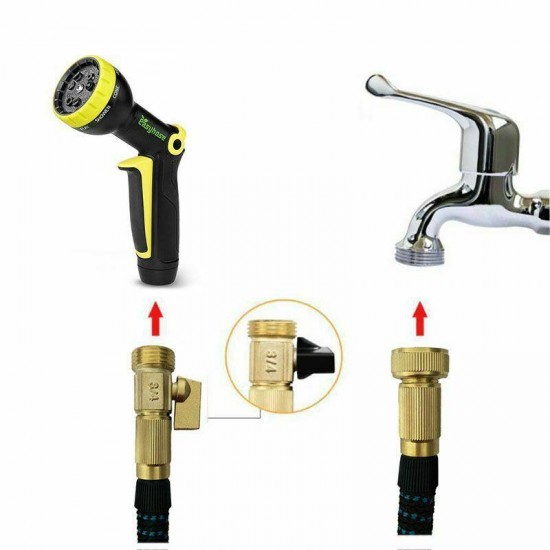 Garden Hose Expandable Flexible High Pressure Spray Gun 3 Times Telescopic Hose