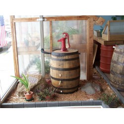 Whiskey Barrel Rain Barrel c/ Red Pitcher Pump-Flex Fit Diverter-FREE SHIPPING