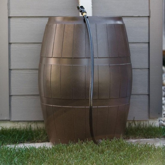 FCMP Outdoor 45-Gallon BPA Free Home Rain Water Catcher Barrel, Brown (4 Pack)