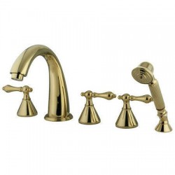 Kingston Brass KS23625AL Roman Tub Filler With Hand Shower With Metal Lever Han