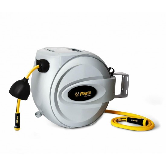 Retractable Hose Reel 100 ft x 1/2” - Brass Fittings, Super Heavy Duty, 3 Layer