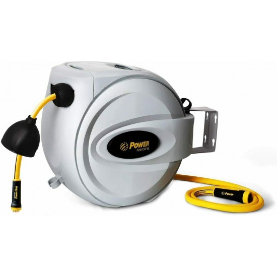 Retractable Hose Reel 100 ft x 1/2” - Brass Fittings, Super Heavy Duty, 3 Layer