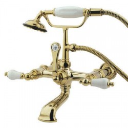 Kingston Polished Brass Wall Mount Clawfoot Tub Faucet W Hand Shower CC543T2