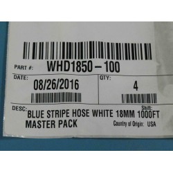 Lot of 1000 WHD1850-100 Blue Stripe Irrigation Hose White 18mm 1000Ft Master Pac