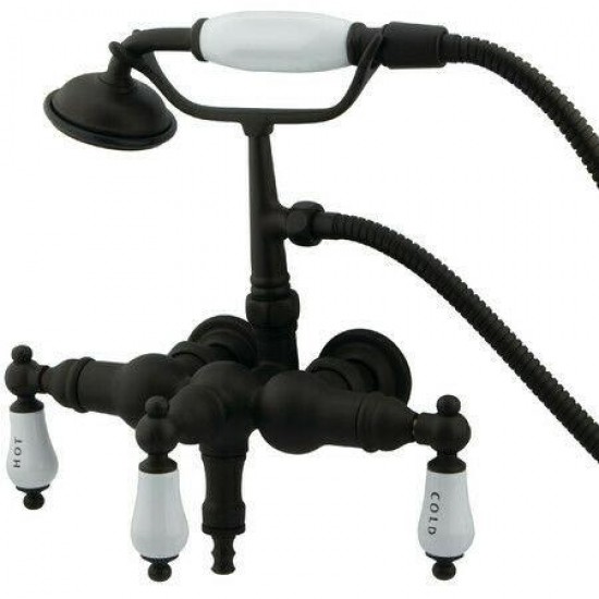 Kingston Brass Wall Mount Clawfoot Tub Faucet & Hand Shower - Oil Rubbed Bronze