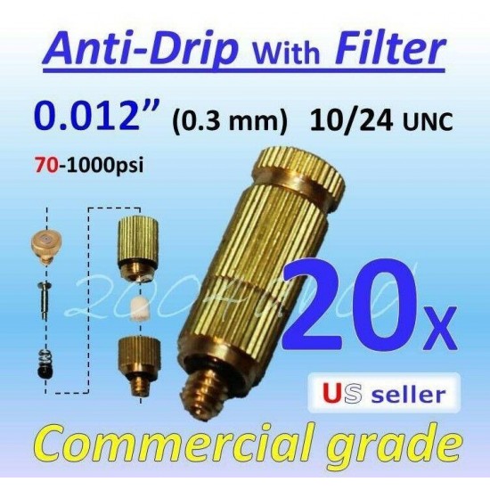 Brass / Ceramic Misting Nozzle Anti-Drip + Filter 0.012