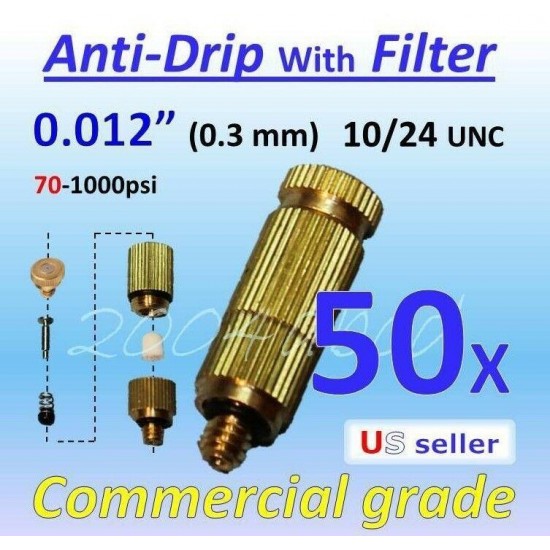 Brass / Ceramic Misting Nozzle Anti-Drip + Filter 0.012