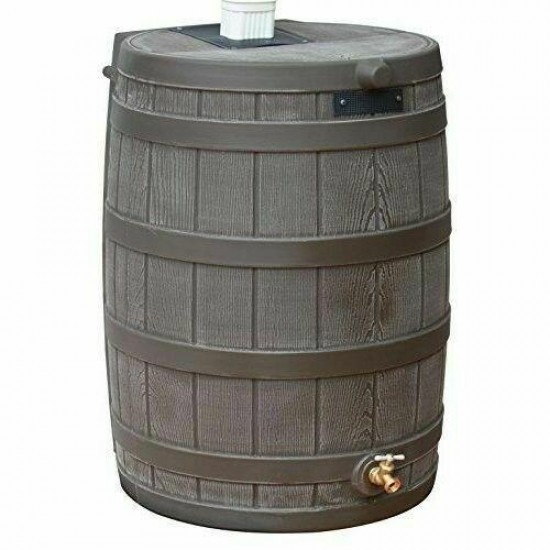 Rain Barrel Water Collector 50 Gallon Flat Back Best Quality Rainwater Storage