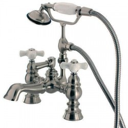 Kingston Satin Nickel Deck Mount Clawfoot Tub Faucet W Hand Shower CC1160T8