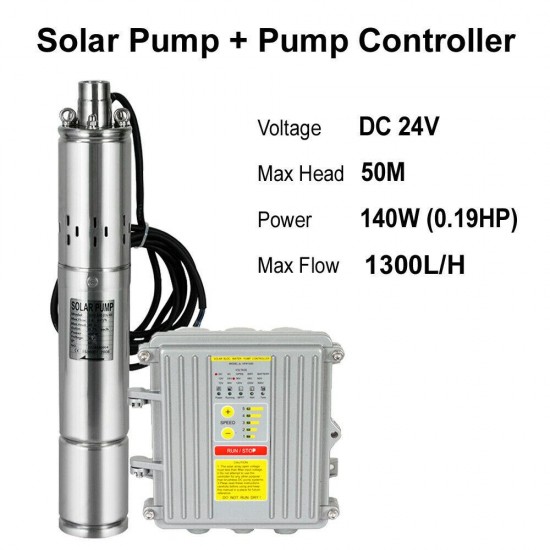 DC 24v Deep Well Submersible Water Pump off Grid System Kit 200w Solar Panel