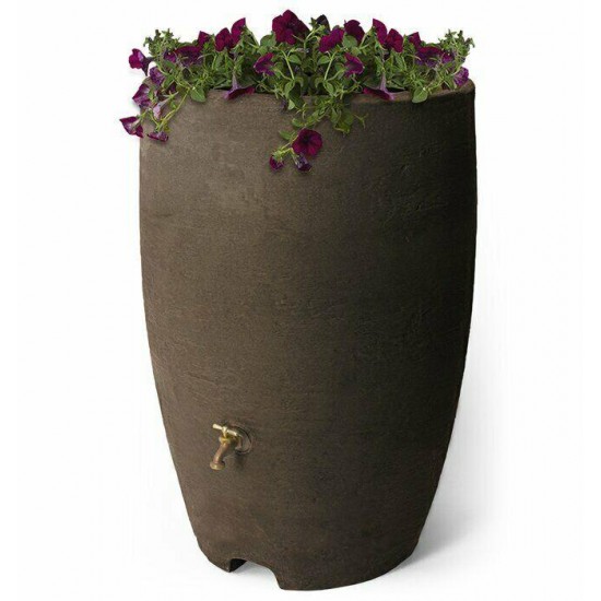 80 Gallon Rain Barrel Outdoor Water Storage Pot Planter Collector Garden Flowers