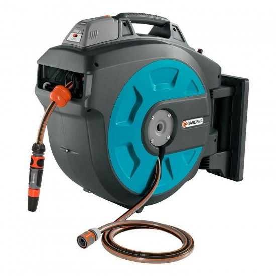 GARDENA Retractable Battery Operated Hose Reel 115-feet With Convenient Guide