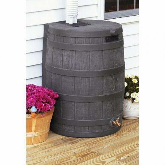 50 Gallon Rain Barrel Outdoor Storage Organization Garden Garage Water Collect