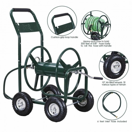 Modern 350ft Garden Yard Water Planting Hose Reel Cart